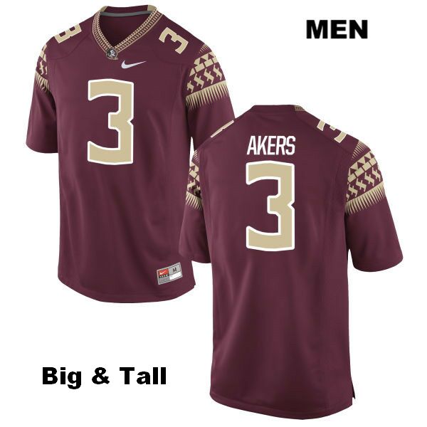 Men's NCAA Nike Florida State Seminoles #3 Cam Akers College Big & Tall Red Stitched Authentic Football Jersey JHC7569PI